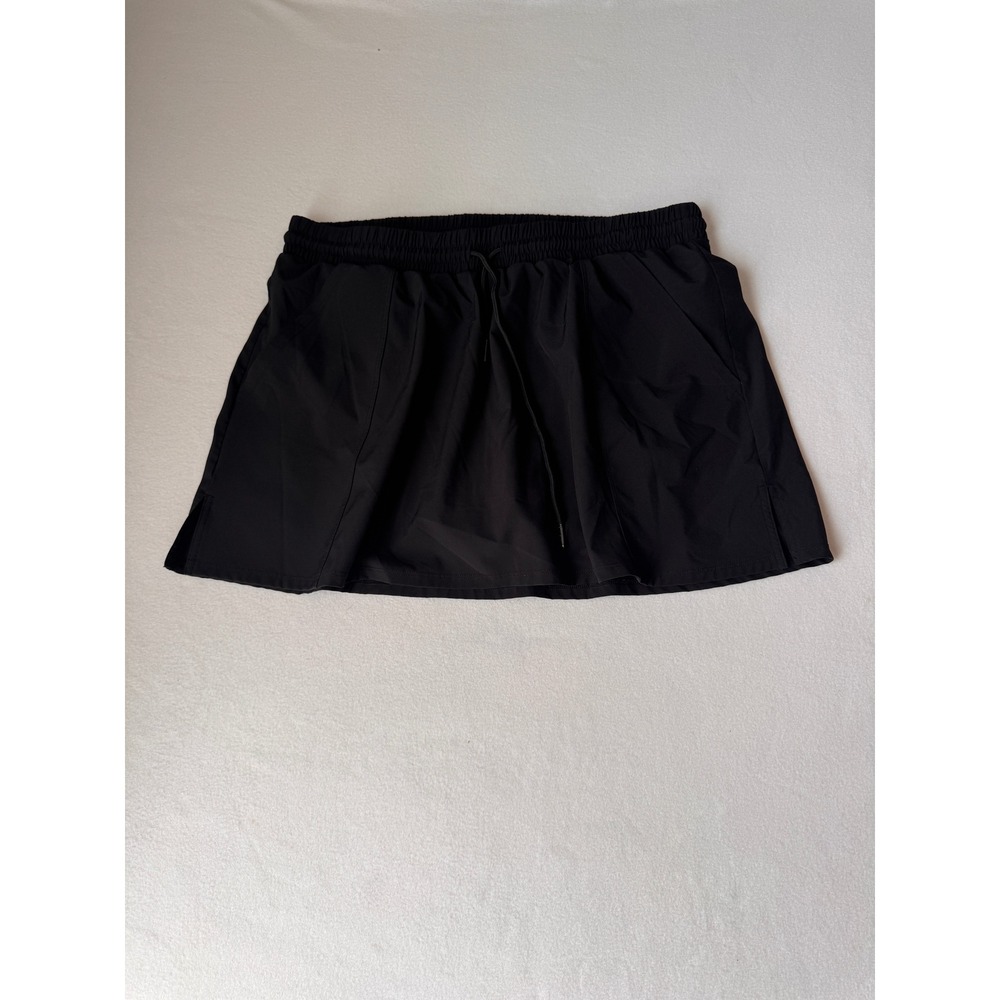 Kona Sol Women's XL 16 Black Swim Skirt Skort Built In Shorts Drawstring